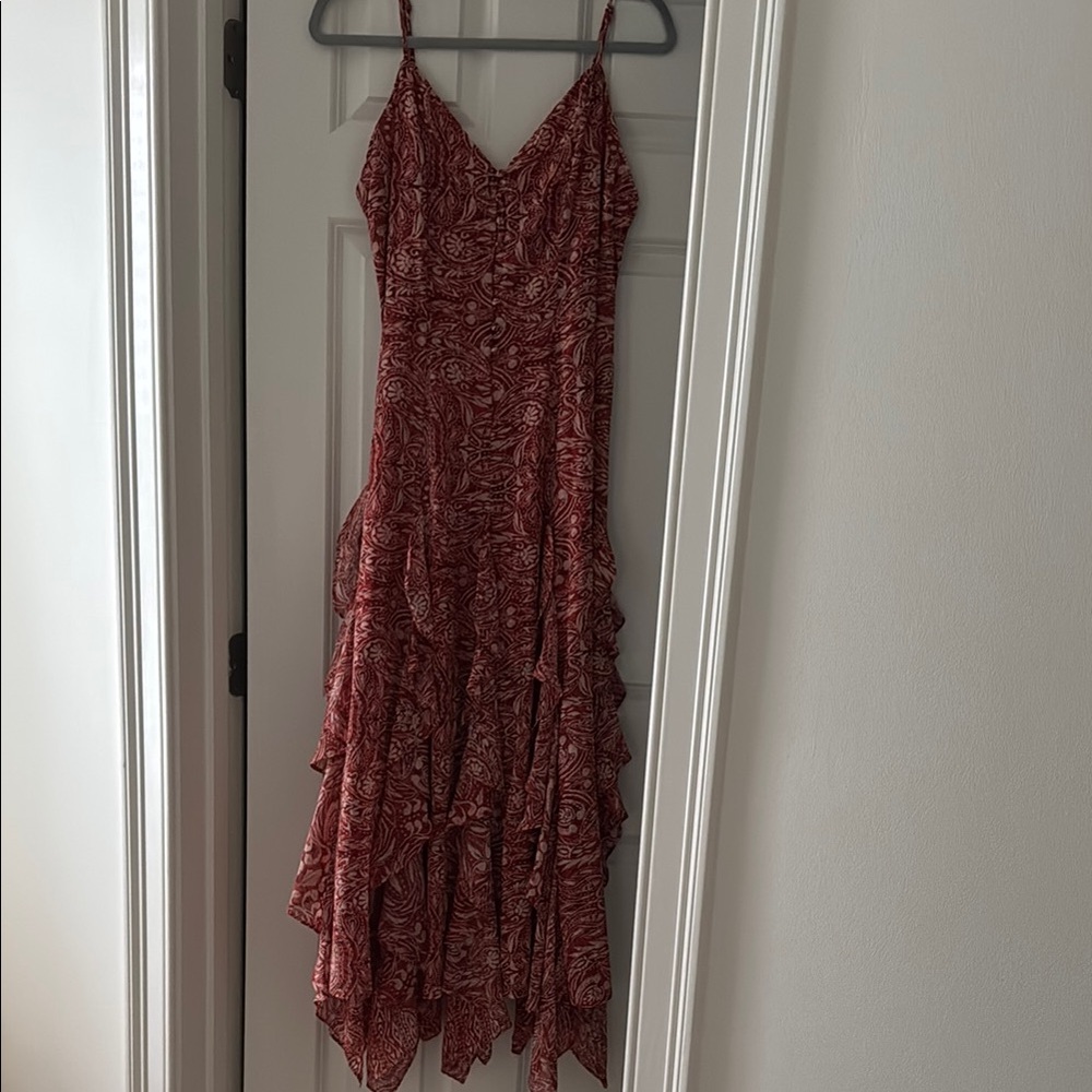 Elegant Red Paisley Dress